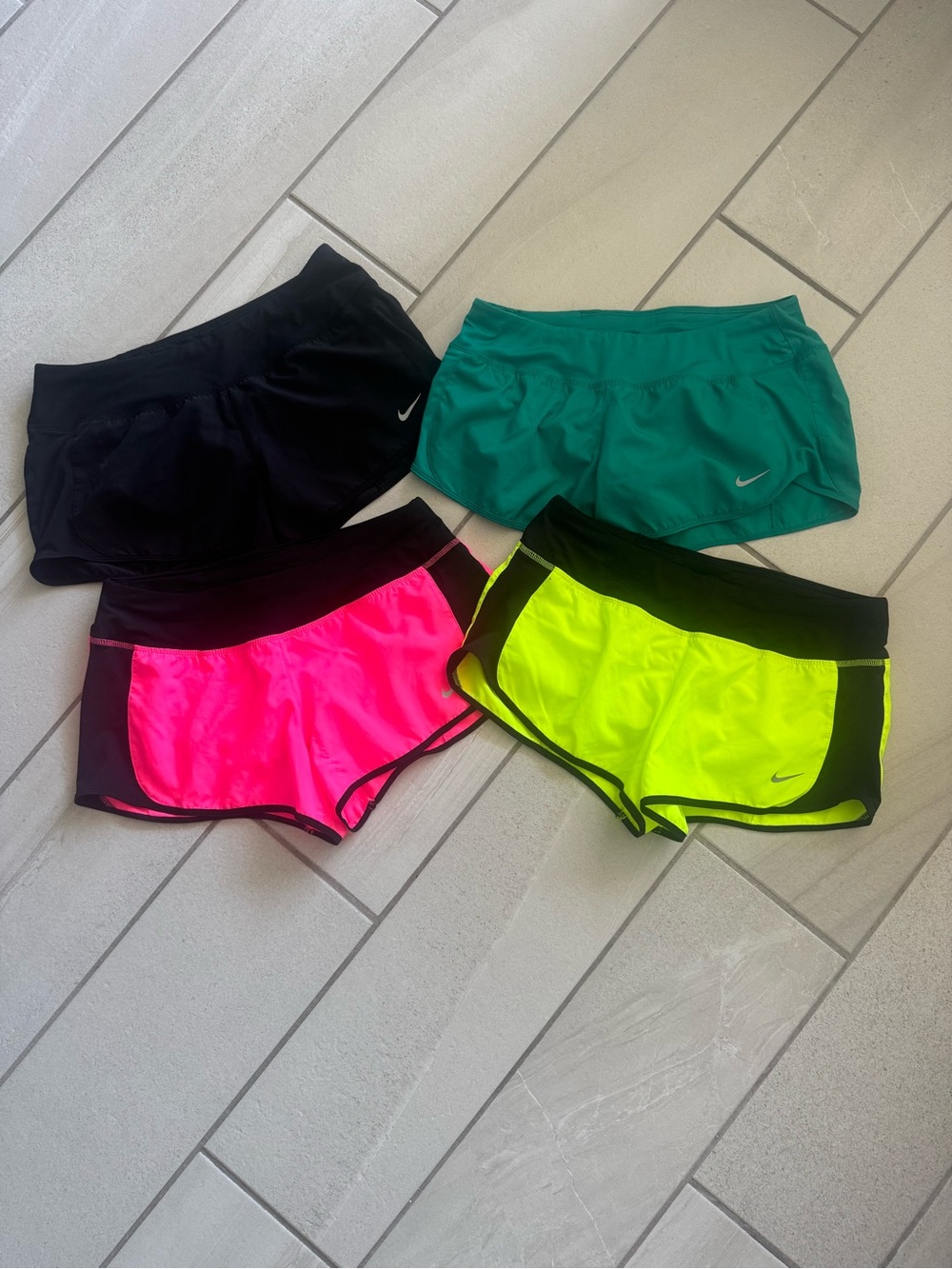 Nike Women’s Athletic Shorts Bundle - Black, Teal, Neon Pink, Neon Yellow